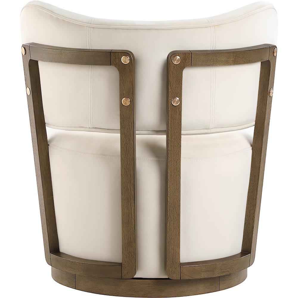 Elara Cream Velvet Upholstered Swivel Accent Chair