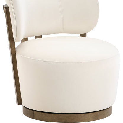 Elara Cream Velvet Upholstered Swivel Accent Chair