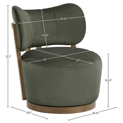 Elara Green Velvet Upholstered Swivel Accent Chair