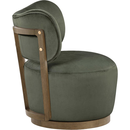 Elara Green Velvet Upholstered Swivel Accent Chair
