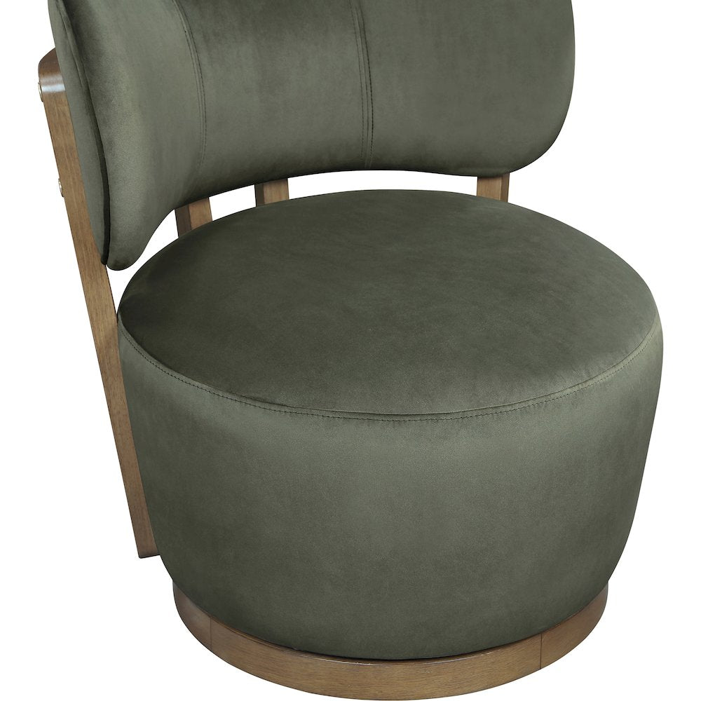 Elara Green Velvet Upholstered Swivel Accent Chair