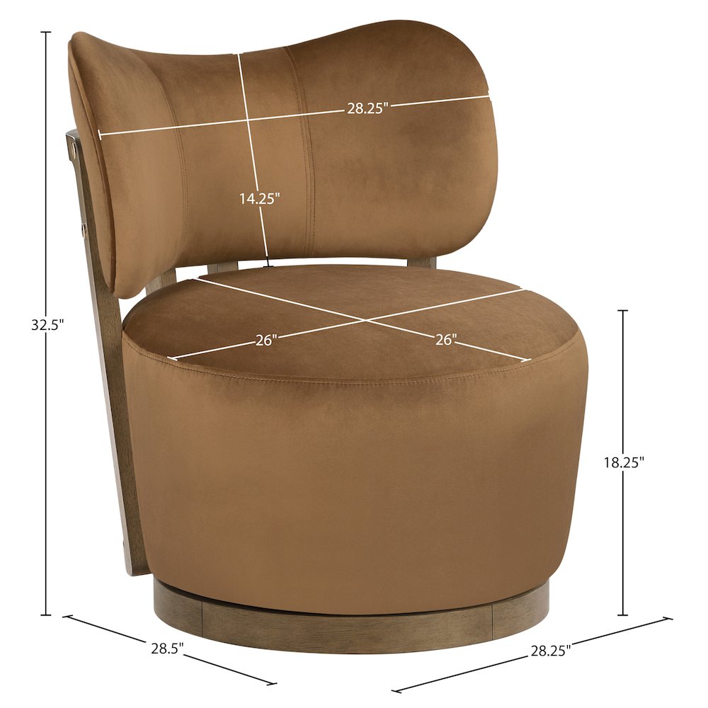 Elara Saddle Velvet Upholstered Swivel Accent Chair