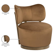 Elara Saddle Velvet Upholstered Swivel Accent Chair