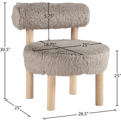 Ambre Beige Vegan Shearling Fabric Upholstered Accent Chair