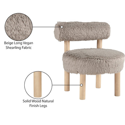 Ambre Beige Vegan Shearling Fabric Upholstered Accent Chair