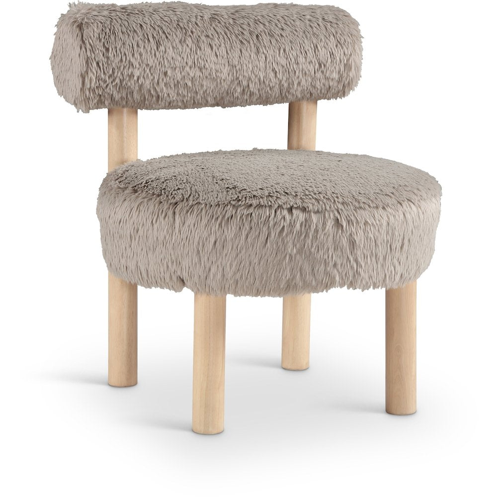 Ambre Beige Vegan Shearling Fabric Upholstered Accent Chair