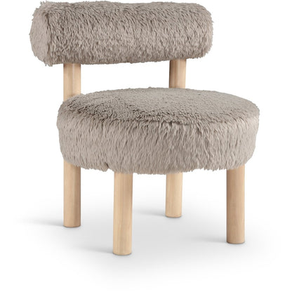 Ambre Beige Vegan Shearling Fabric Upholstered Accent Chair