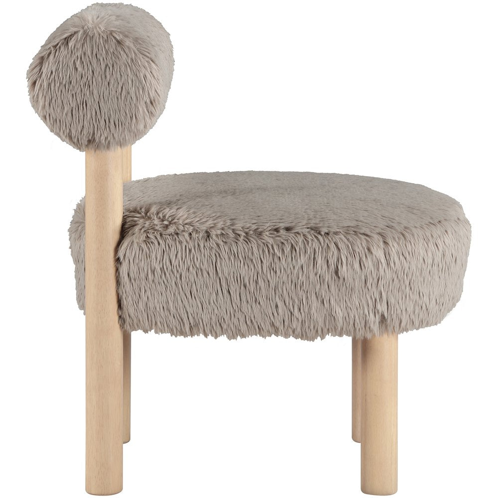 Ambre Beige Vegan Shearling Fabric Upholstered Accent Chair