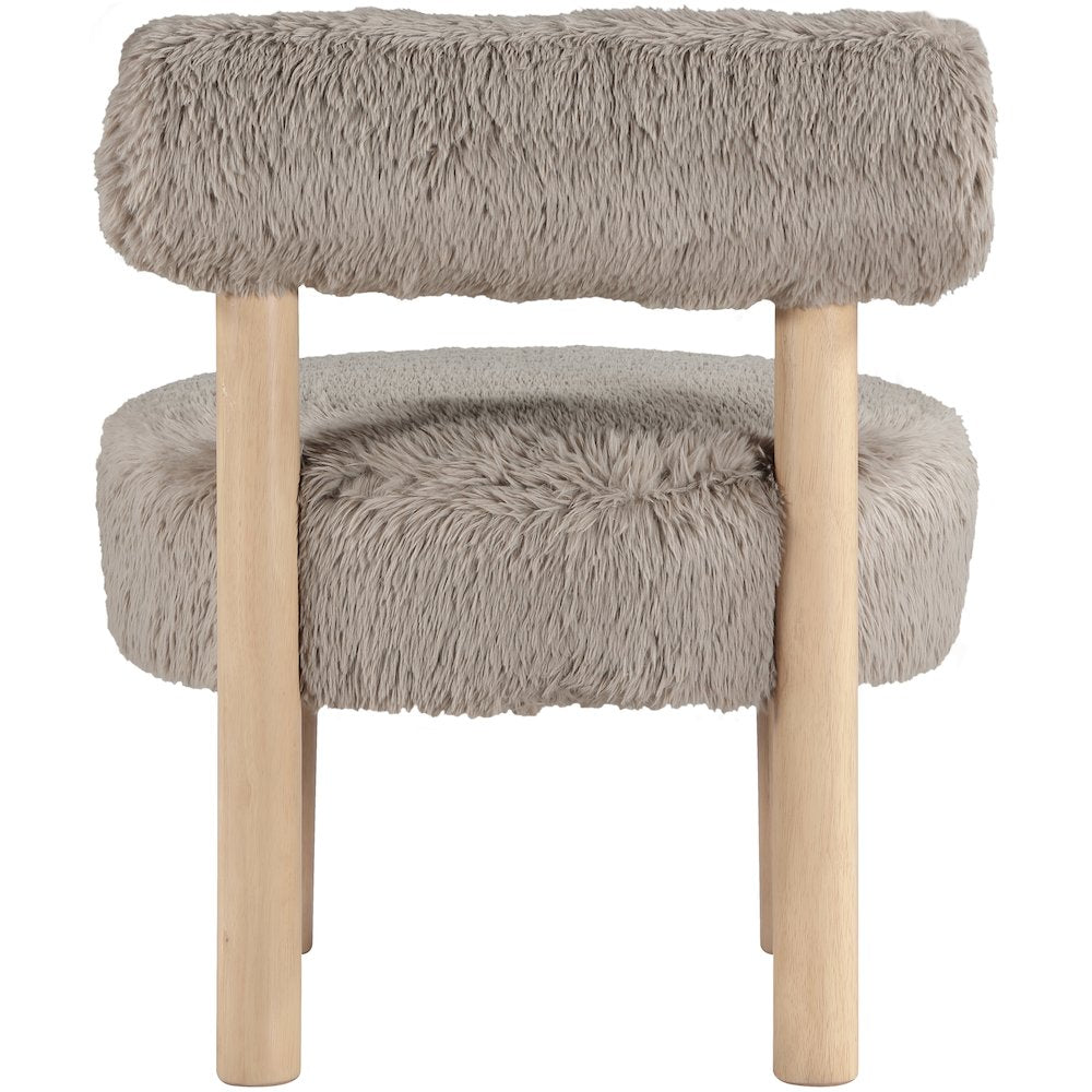 Ambre Beige Vegan Shearling Fabric Upholstered Accent Chair
