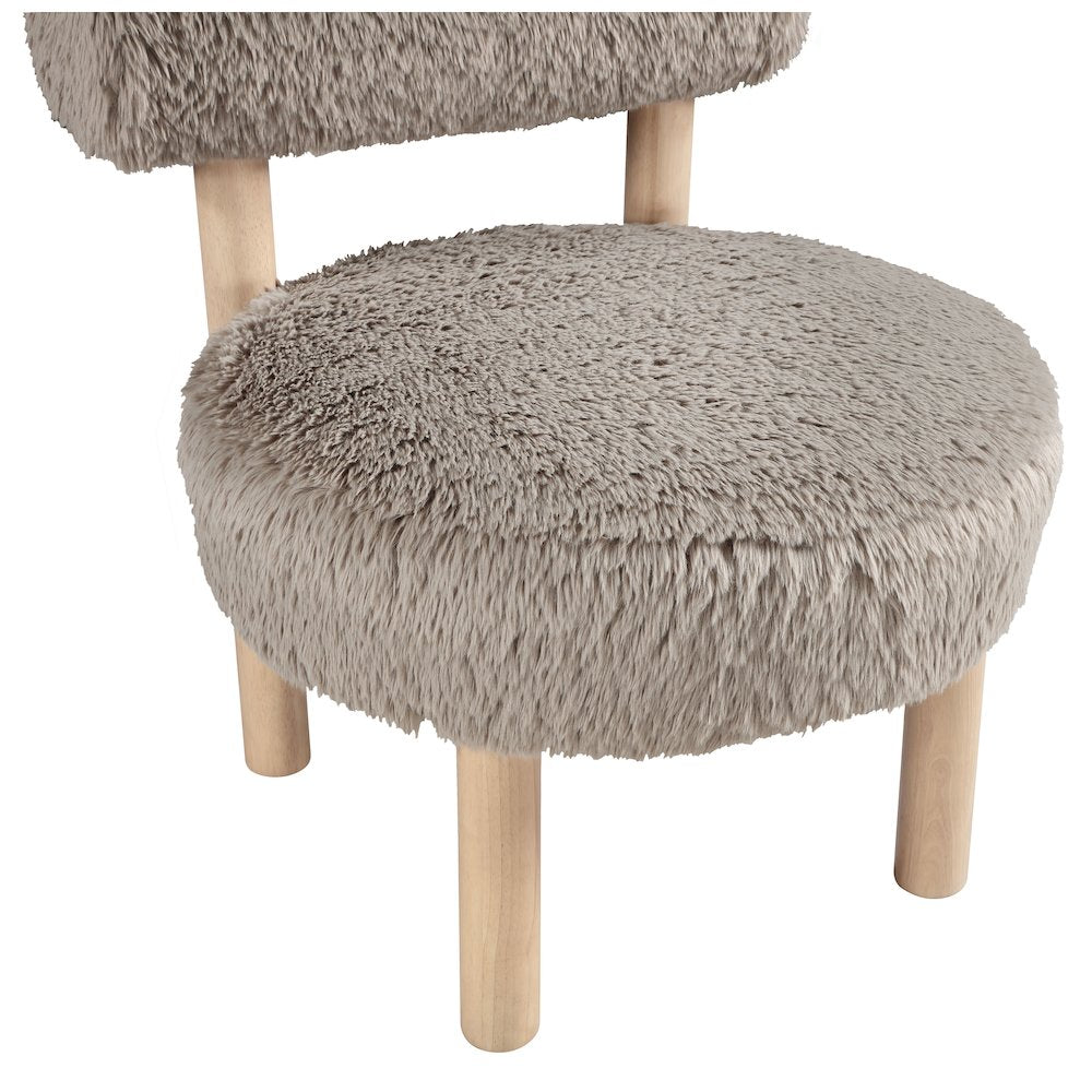 Ambre Beige Vegan Shearling Fabric Upholstered Accent Chair