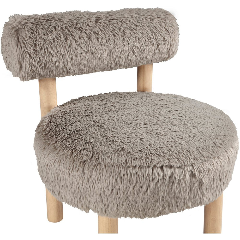 Ambre Beige Vegan Shearling Fabric Upholstered Accent Chair