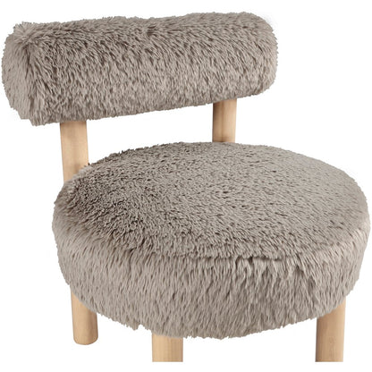 Ambre Beige Vegan Shearling Fabric Upholstered Accent Chair