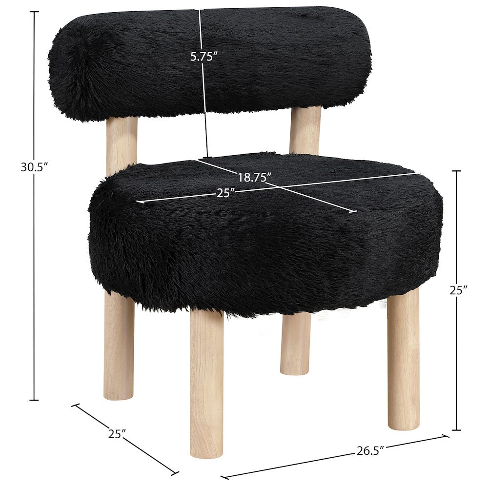 Ambre Black Vegan Shearling Fabric Upholstered Accent Chair