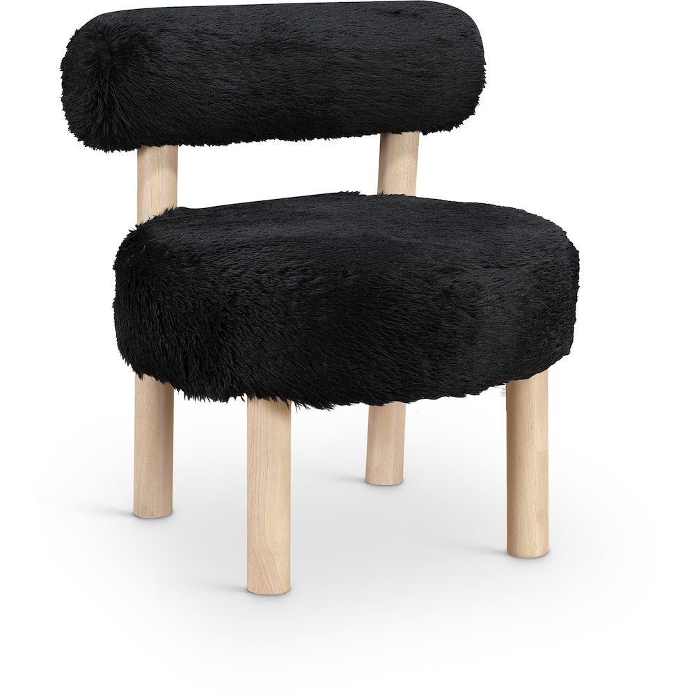 Ambre Black Vegan Shearling Fabric Upholstered Accent Chair