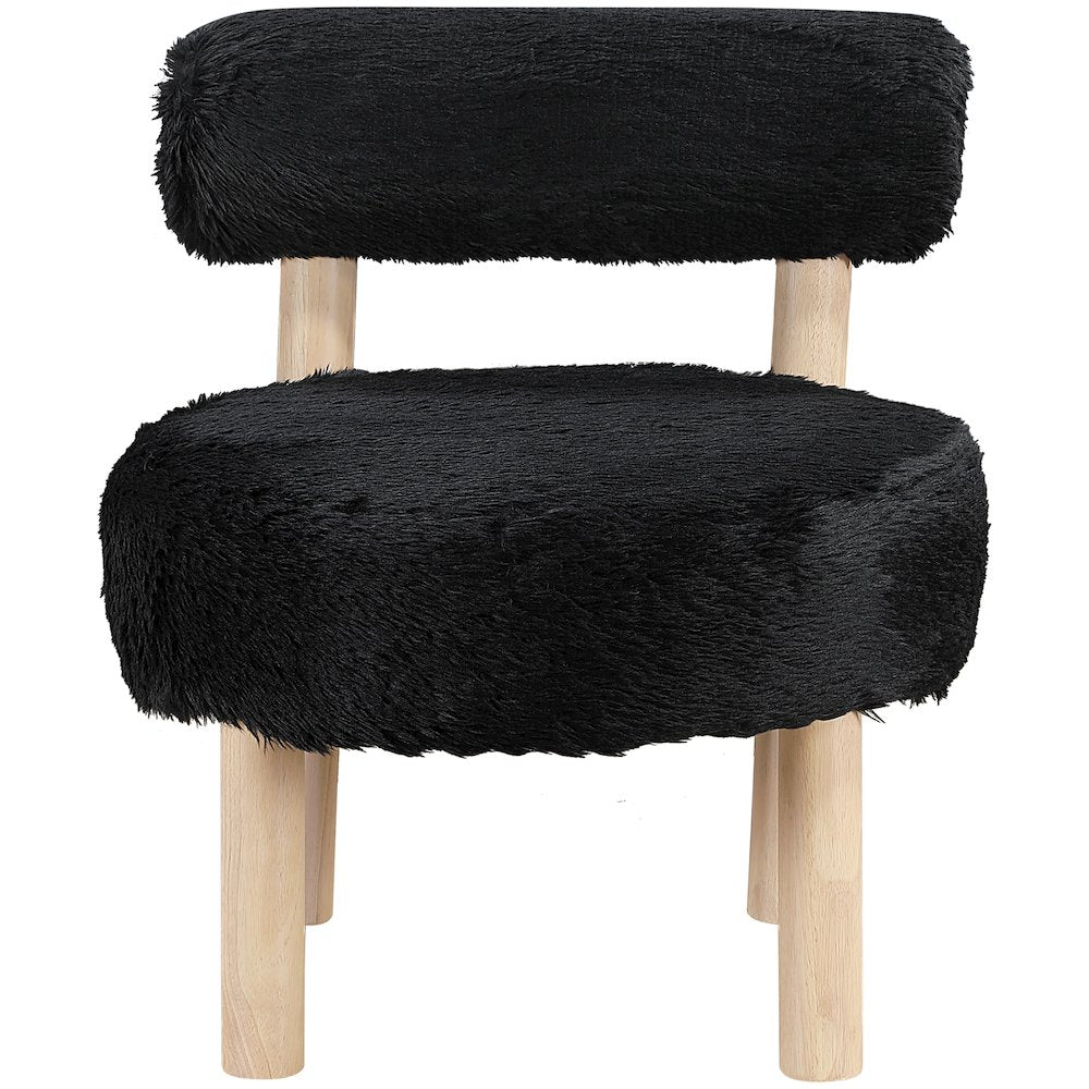 Ambre Black Vegan Shearling Fabric Upholstered Accent Chair
