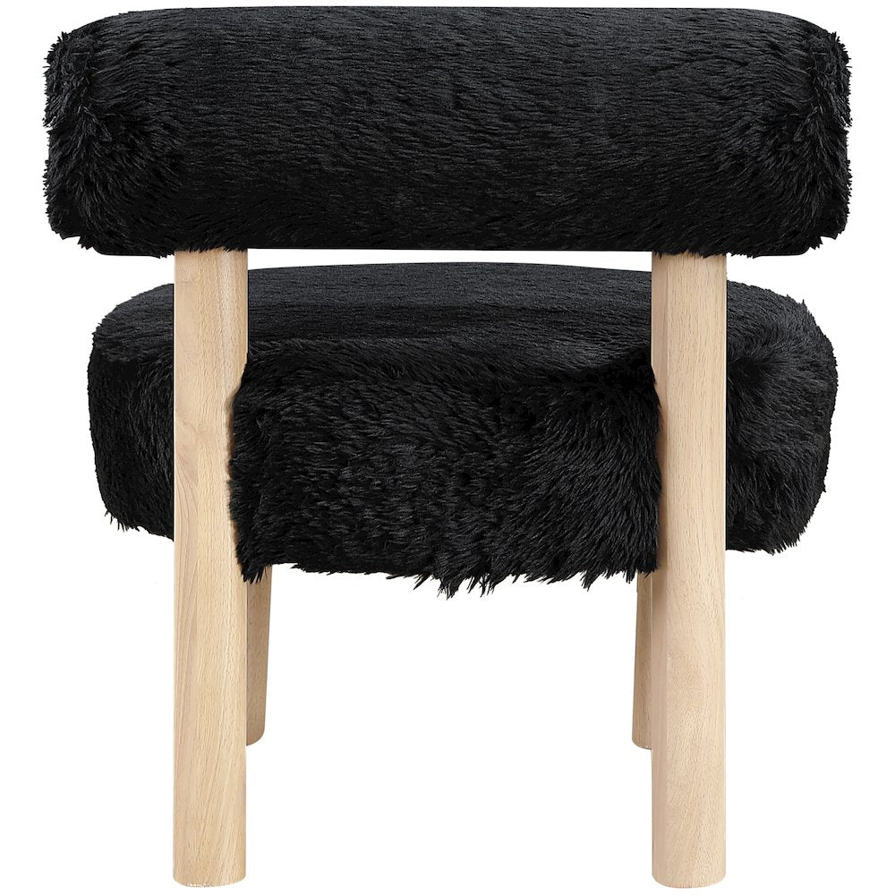 Ambre Black Vegan Shearling Fabric Upholstered Accent Chair