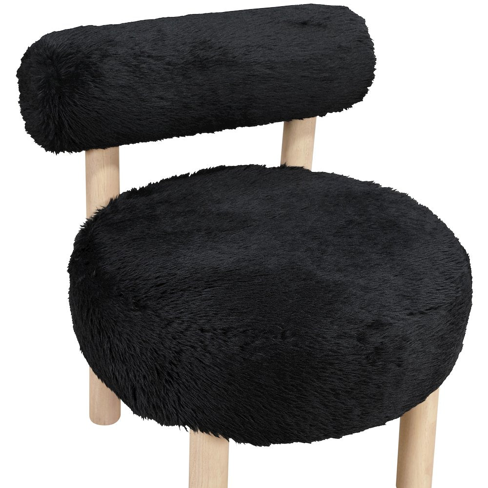 Ambre Black Vegan Shearling Fabric Upholstered Accent Chair