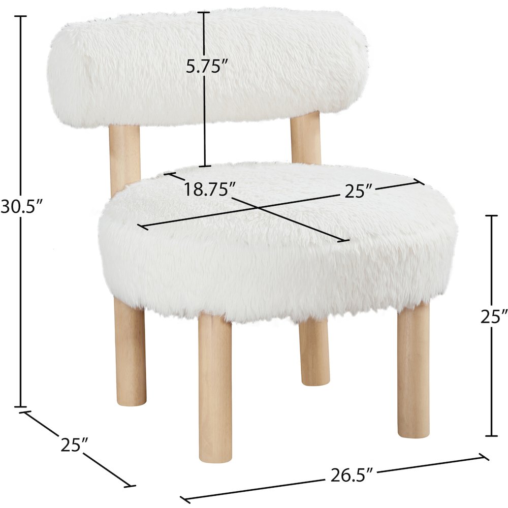Ambre Cream Vegan Shearling Fabric Upholstered Accent Chair