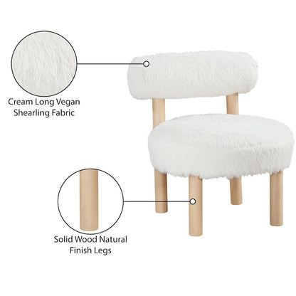 Ambre Cream Vegan Shearling Fabric Upholstered Accent Chair