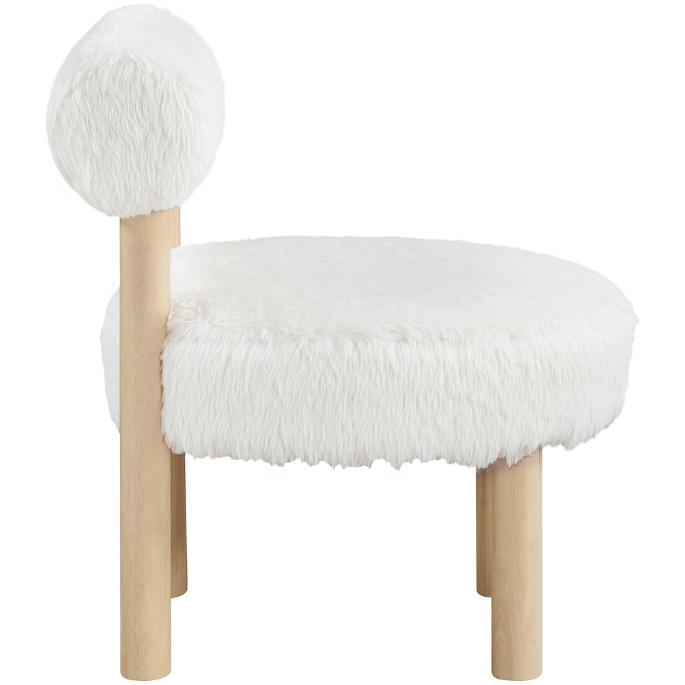 Ambre Cream Vegan Shearling Fabric Upholstered Accent Chair