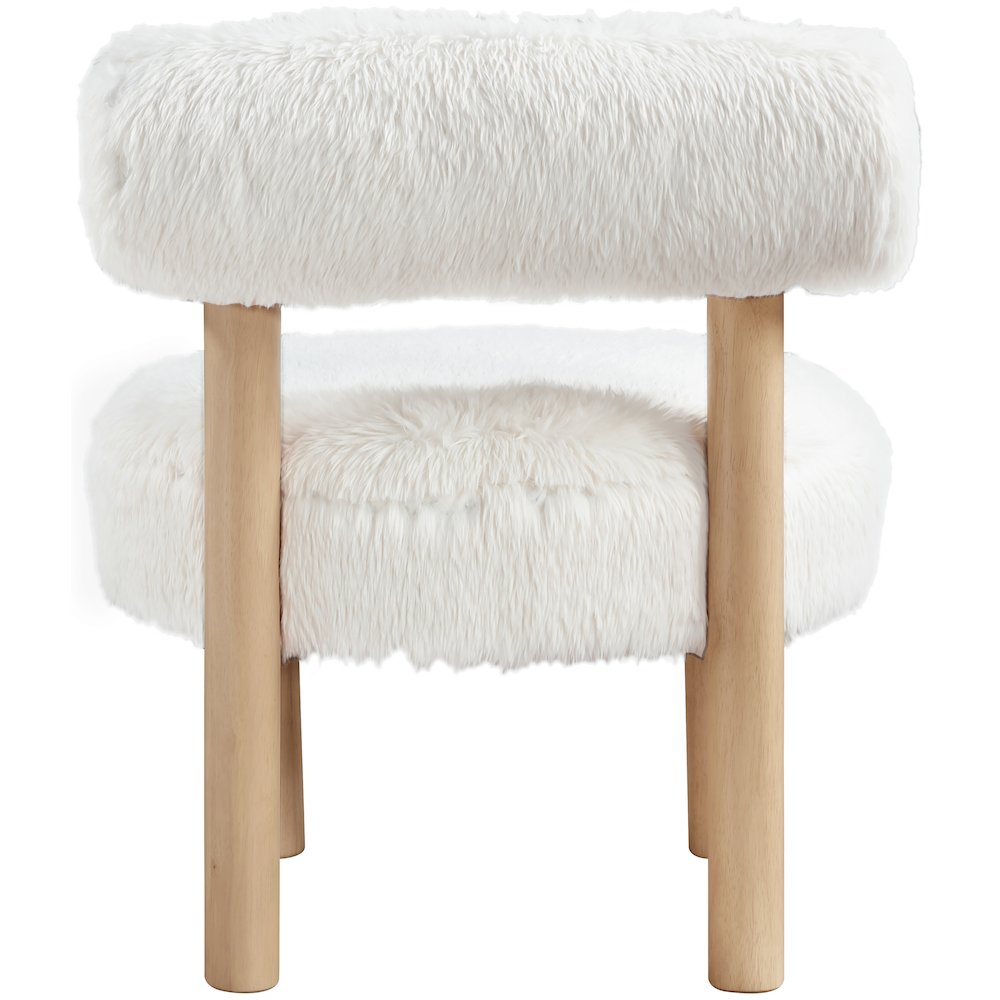Ambre Cream Vegan Shearling Fabric Upholstered Accent Chair