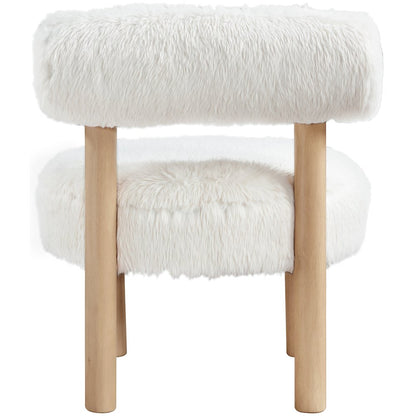 Ambre Cream Vegan Shearling Fabric Upholstered Accent Chair