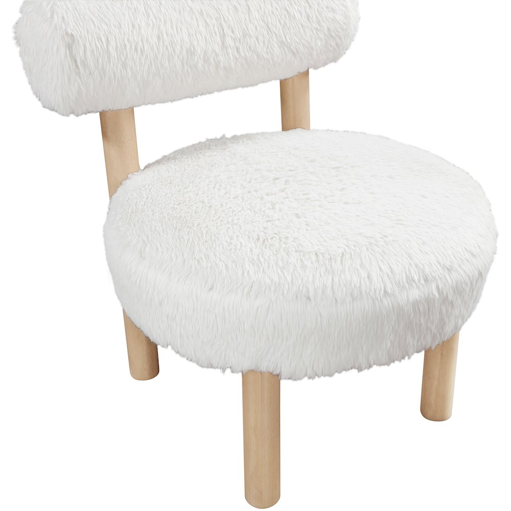 Ambre Cream Vegan Shearling Fabric Upholstered Accent Chair