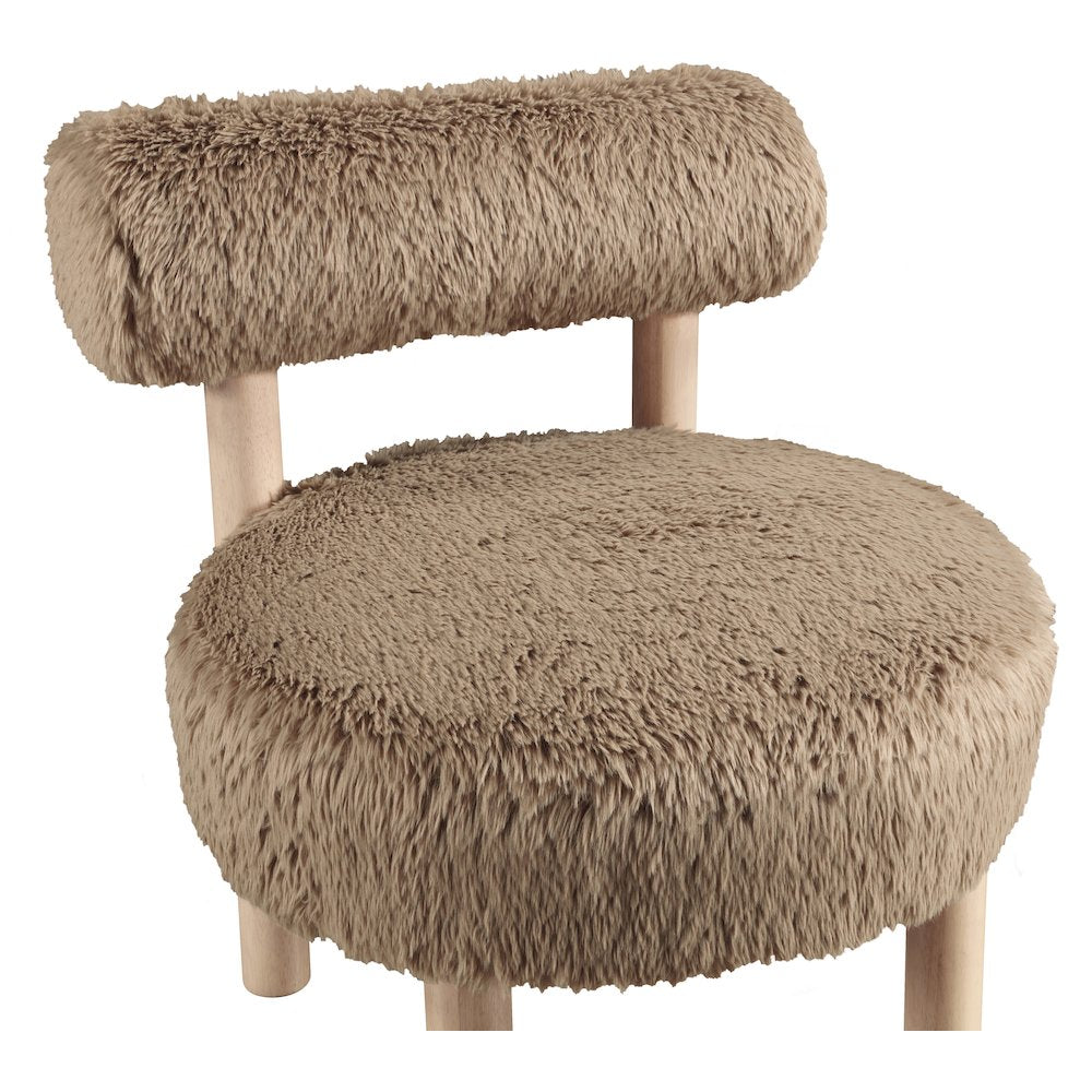 Ambre Tan Vegan Shearling Fabric Upholstered Accent Chair