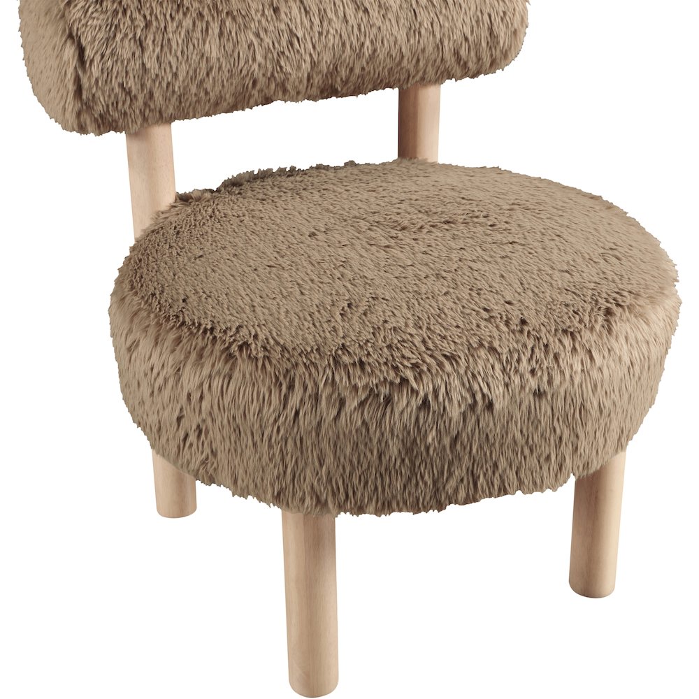 Ambre Tan Vegan Shearling Fabric Upholstered Accent Chair