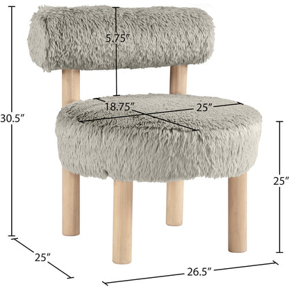 Ambre Taupe Vegan Shearling Fabric Upholstered Accent Chair