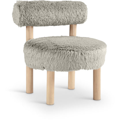 Ambre Taupe Vegan Shearling Fabric Upholstered Accent Chair