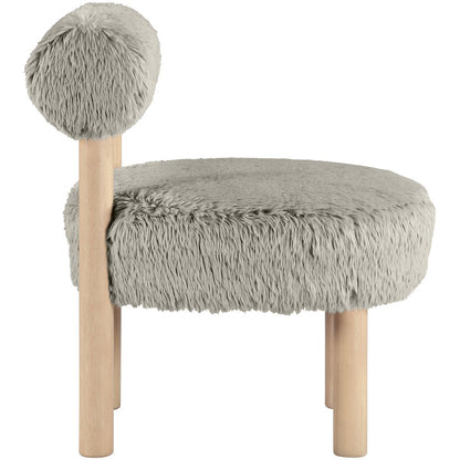 Ambre Taupe Vegan Shearling Fabric Upholstered Accent Chair