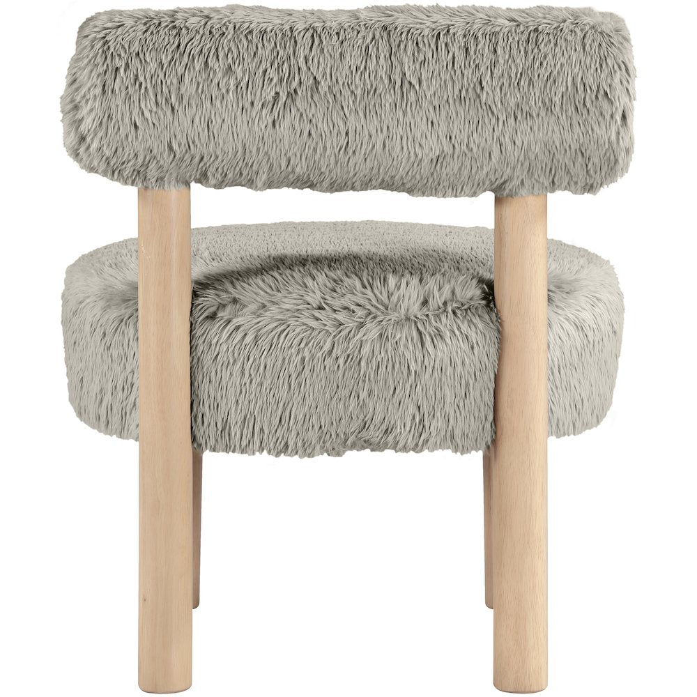 Ambre Taupe Vegan Shearling Fabric Upholstered Accent Chair