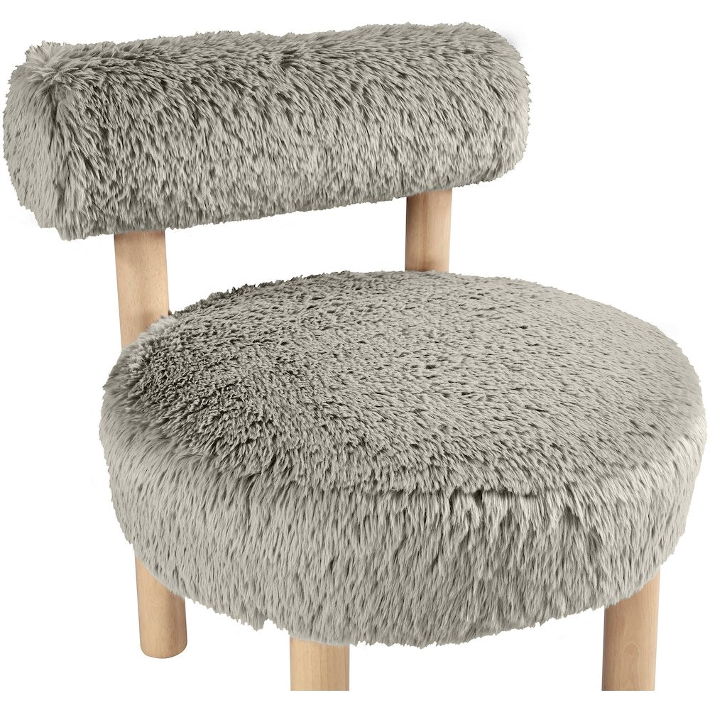 Ambre Taupe Vegan Shearling Fabric Upholstered Accent Chair