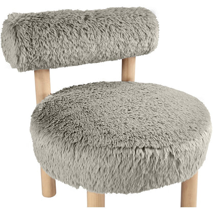 Ambre Taupe Vegan Shearling Fabric Upholstered Accent Chair