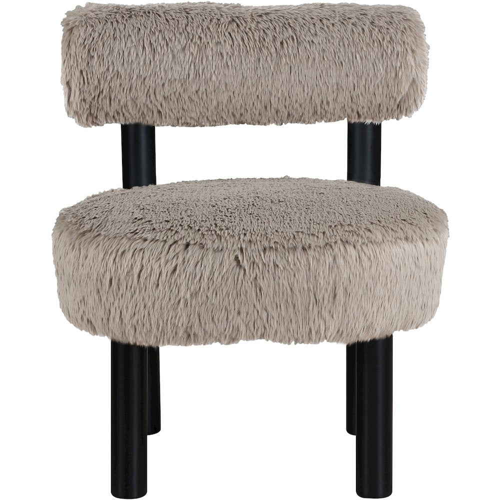 Ambre Beige Vegan Shearling Fabric Upholstered Accent Chair