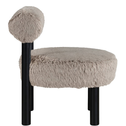 Ambre Beige Vegan Shearling Fabric Upholstered Accent Chair