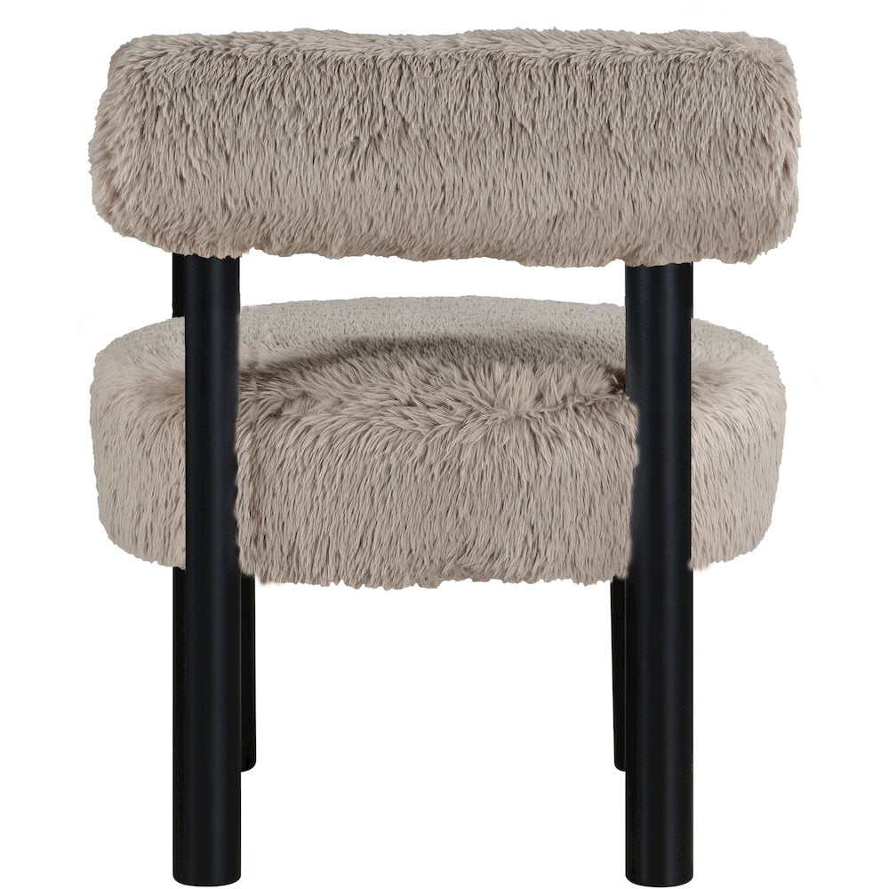 Ambre Beige Vegan Shearling Fabric Upholstered Accent Chair