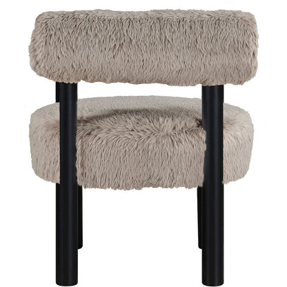 Ambre Beige Vegan Shearling Fabric Upholstered Accent Chair