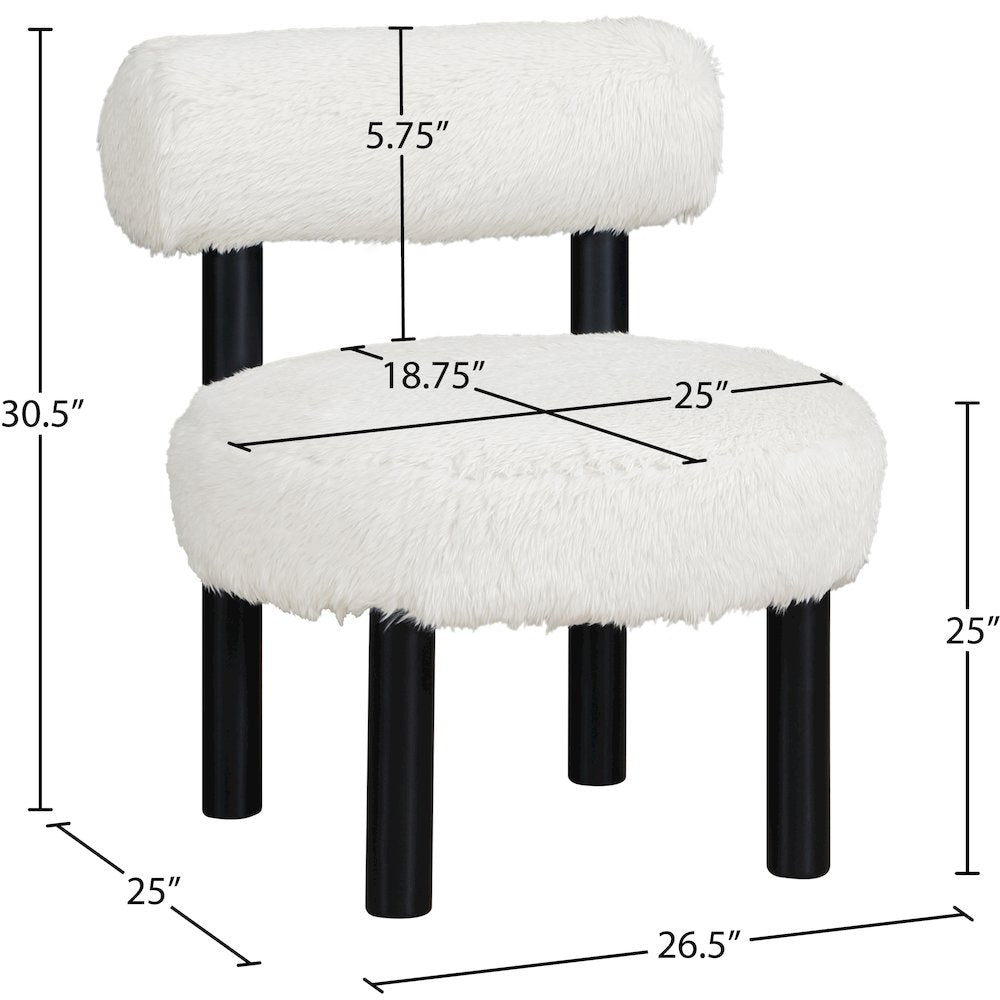 Ambre Cream Vegan Shearling Fabric Upholstered Accent Chair