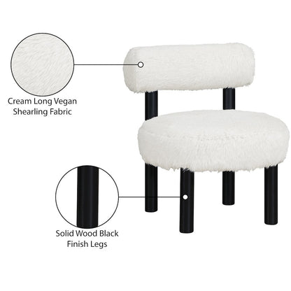 Ambre Cream Vegan Shearling Fabric Upholstered Accent Chair