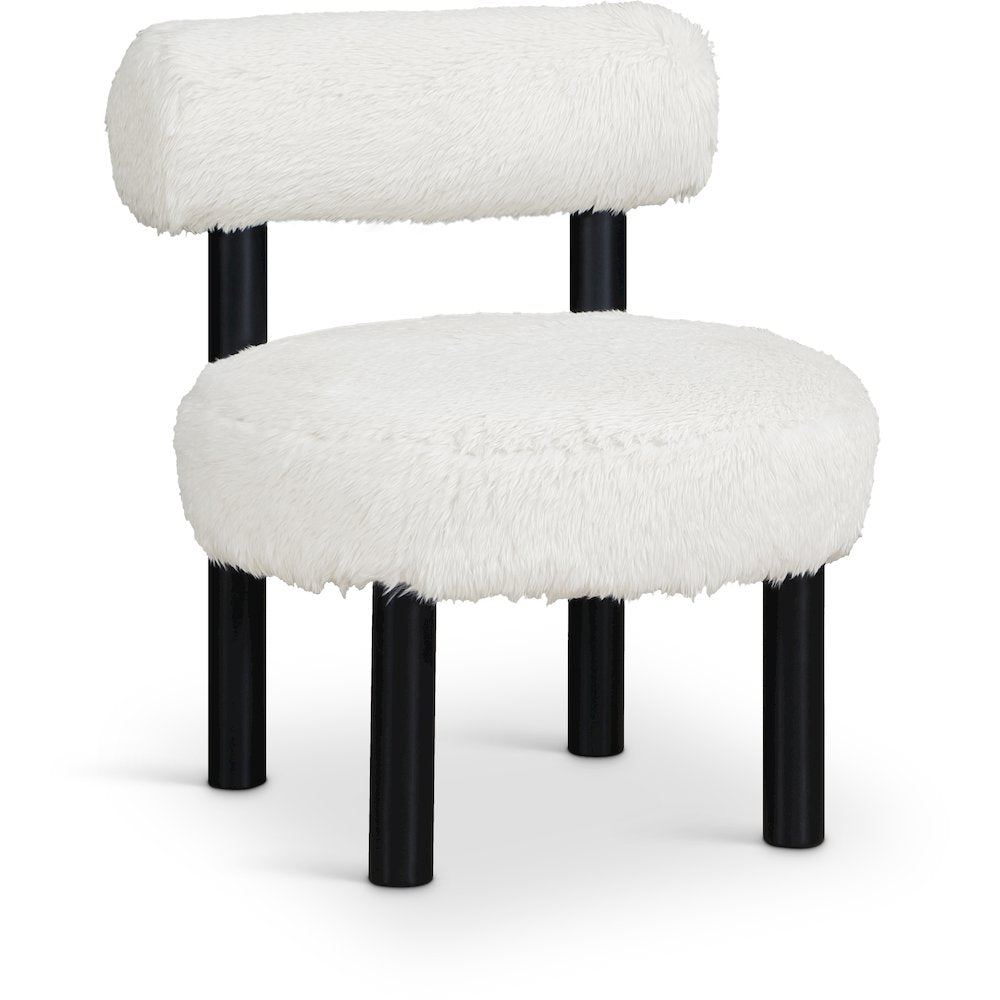 Ambre Cream Vegan Shearling Fabric Upholstered Accent Chair