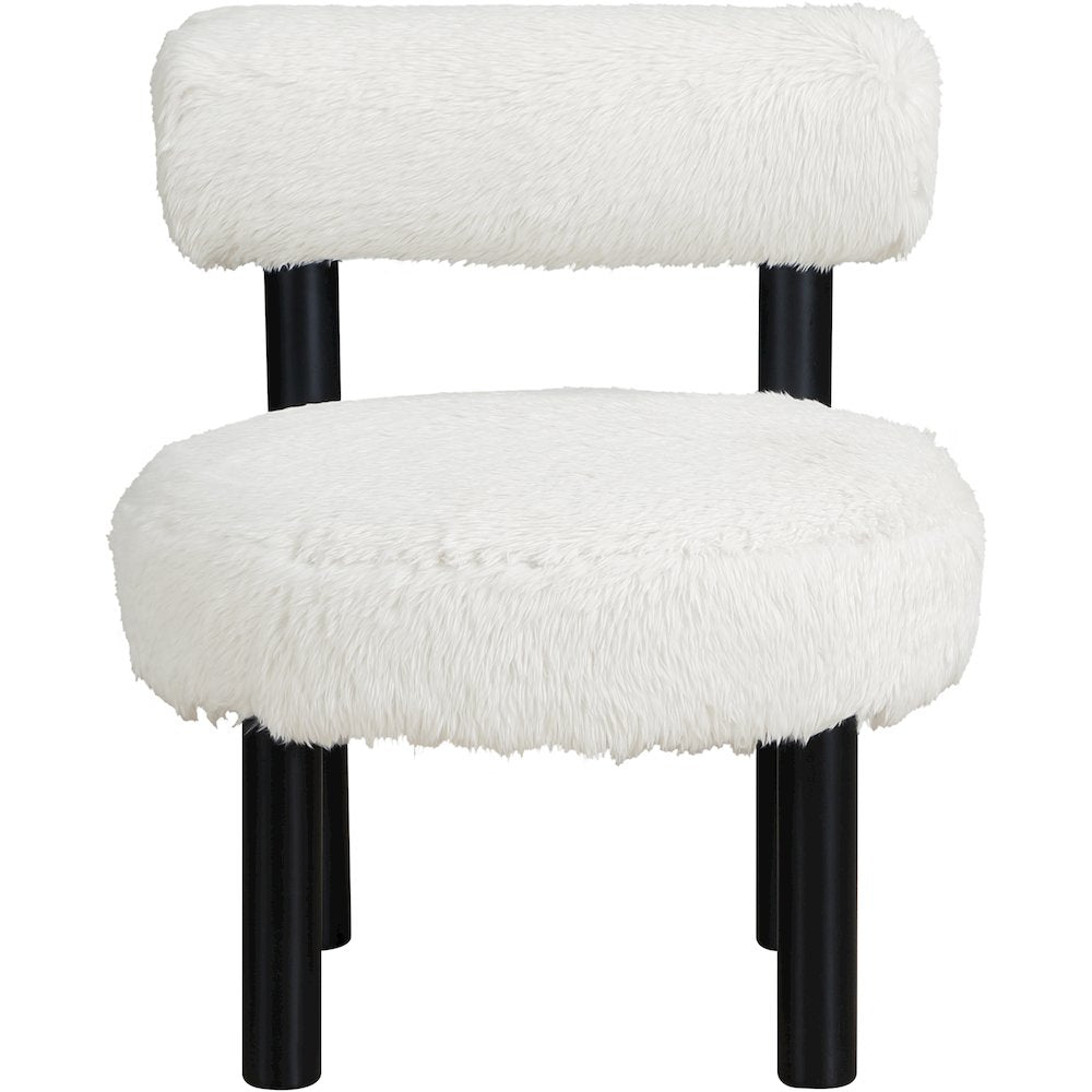 Ambre Cream Vegan Shearling Fabric Upholstered Accent Chair