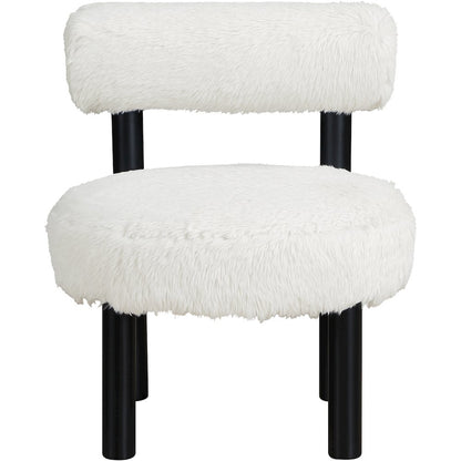 Ambre Cream Vegan Shearling Fabric Upholstered Accent Chair
