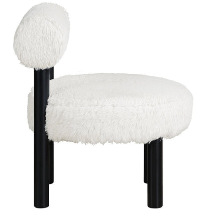Ambre Cream Vegan Shearling Fabric Upholstered Accent Chair