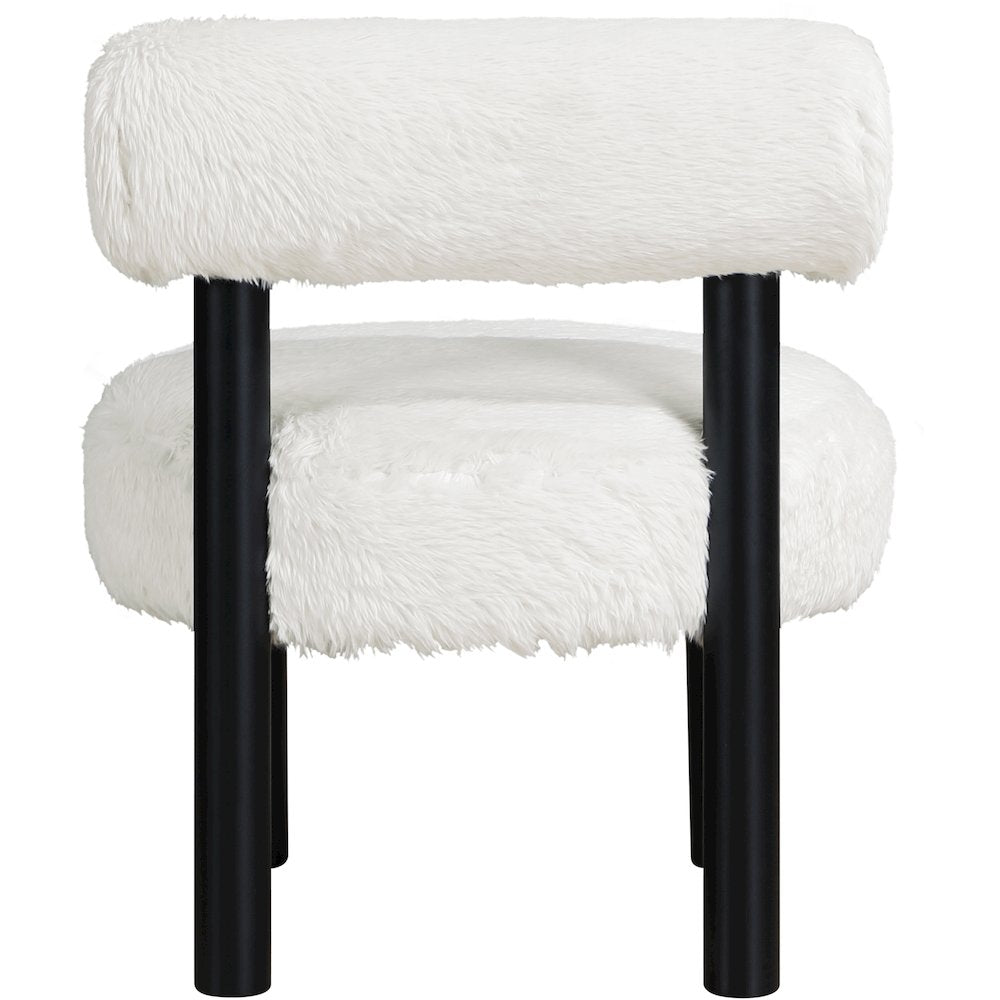Ambre Cream Vegan Shearling Fabric Upholstered Accent Chair