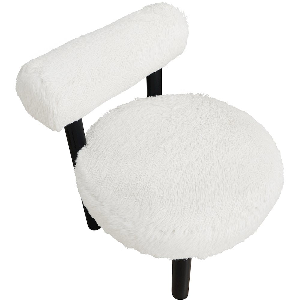 Ambre Cream Vegan Shearling Fabric Upholstered Accent Chair