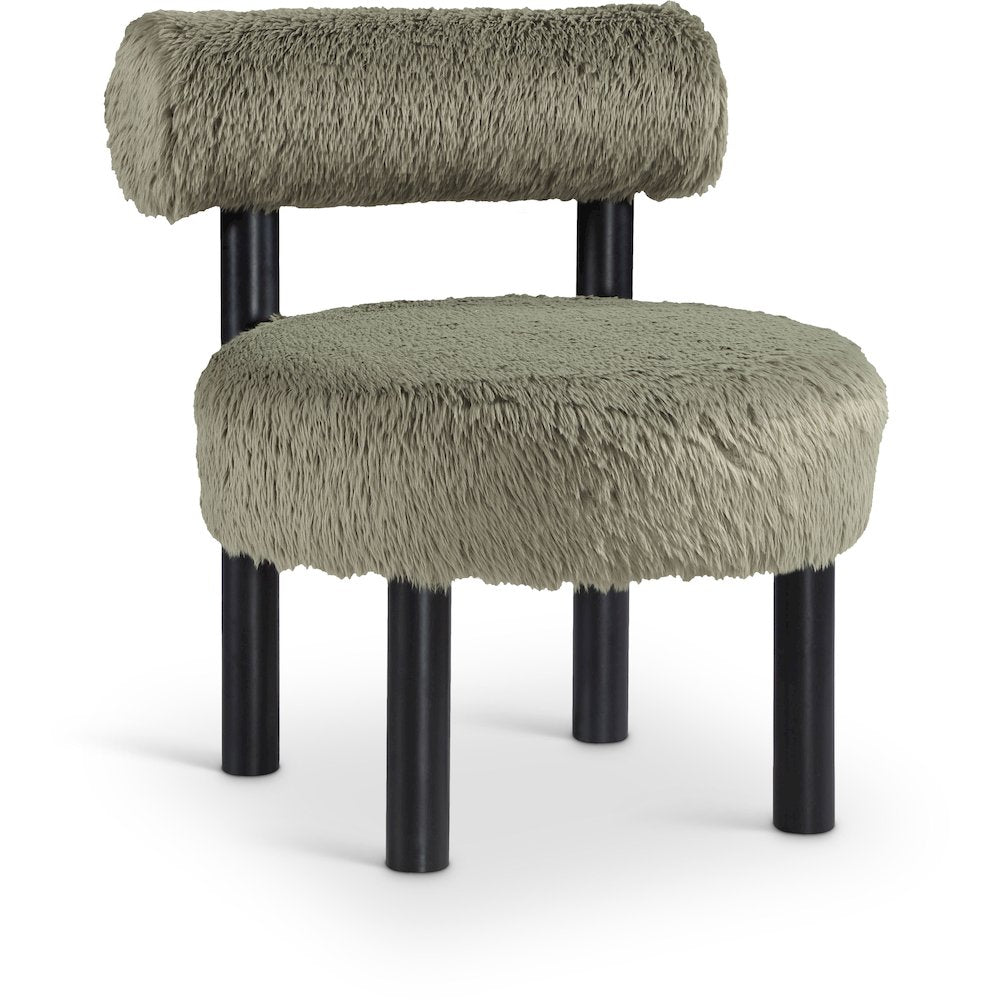 Ambre Green Vegan Shearling Fabric Upholstered Accent Chair