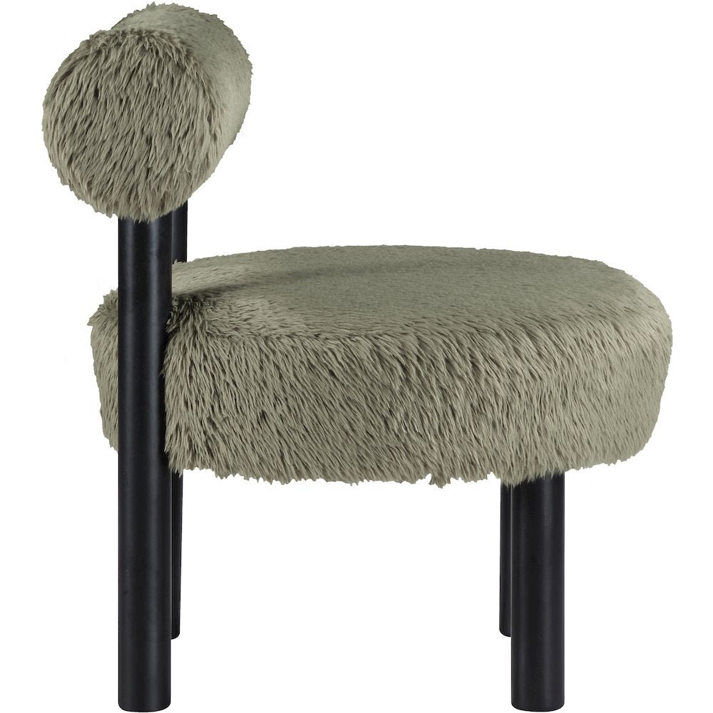 Ambre Green Vegan Shearling Fabric Upholstered Accent Chair