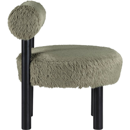 Ambre Green Vegan Shearling Fabric Upholstered Accent Chair